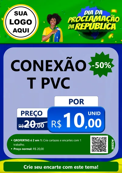 Modelo de Cartaz para Cartaz A4 Vertical com o tema Dia Da Proclamação Da República para Tubos e conexões