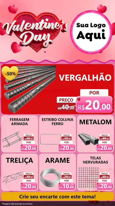 Modelo de Rede Social para Stories com o tema Valentine's Day para Ferragens