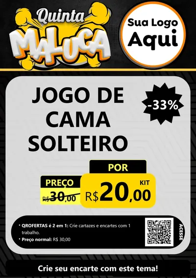 Modelo de Cartaz para Cartaz A4 Vertical com o tema Quinta Maluca para Cama, Mesa e Banho