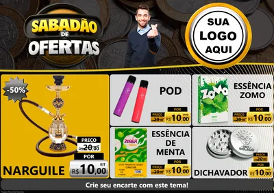 Modelo de Encarte para Encarte A4 Horizontal com o tema Sabadão de Ofertas para Tabacaria