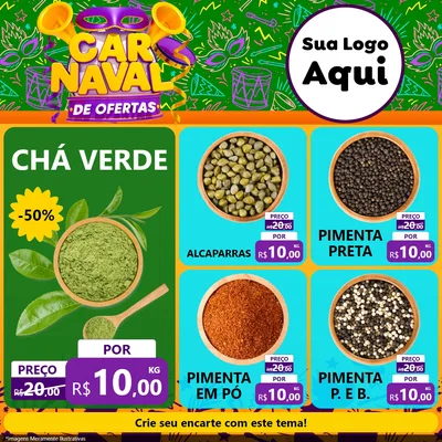 Modelo de Rede Social para Feed Facebook com o tema Carnaval de Ofertas para Produtos Naturais