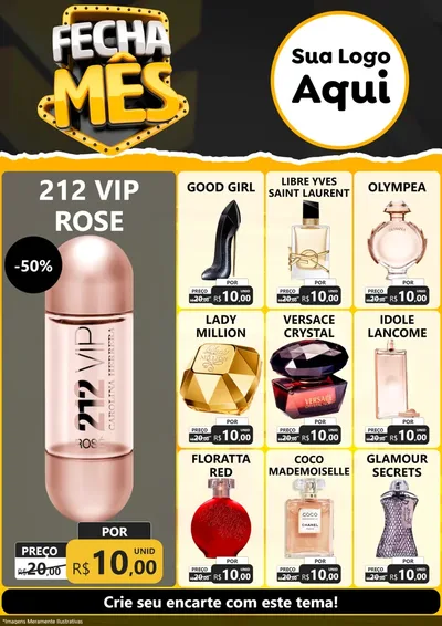 Modelo de Encarte para Encarte A4 Vertical com o tema Fecha Mês para Perfumes
