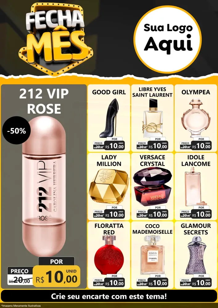 Modelo de Encarte para Encarte A4 Vertical com o tema Fecha Mês para Perfumes
