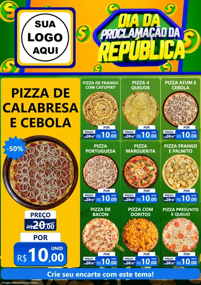 Modelo de Encarte para Encarte A4 Vertical com o tema Dia Da Proclamação da República para Pizzaria