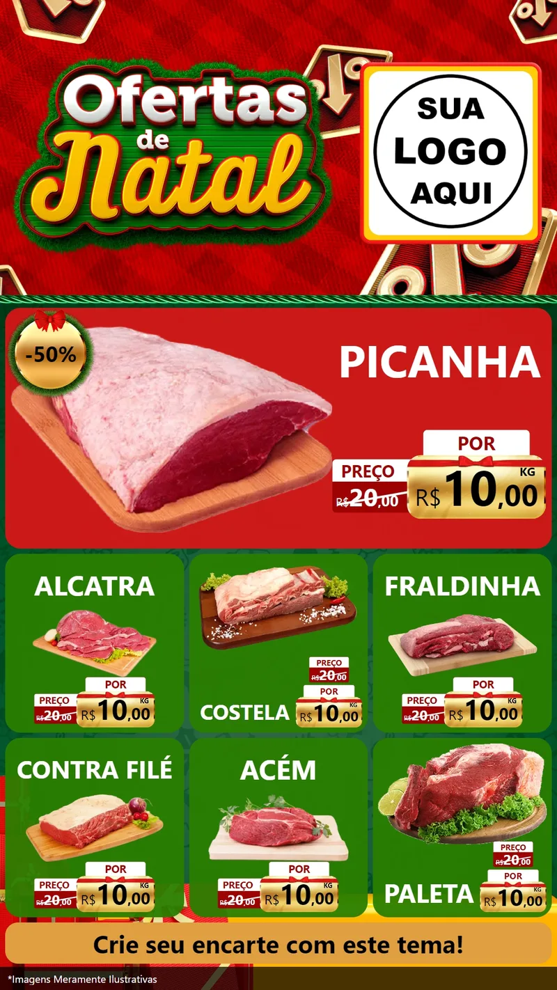 Modelo de Rede Social para Stories com o tema Ofertas de Natal para Açougue