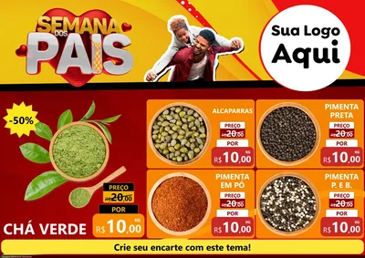 Modelo de Encarte para Encarte A4 Horizontal com o tema Semana Dos Pais para Produtos Naturais