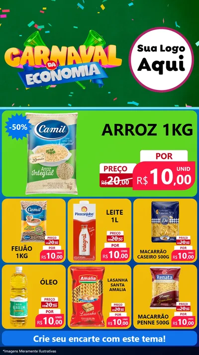 Modelo de Rede Social para Stories com o tema Carnaval da Economia para Supermercado