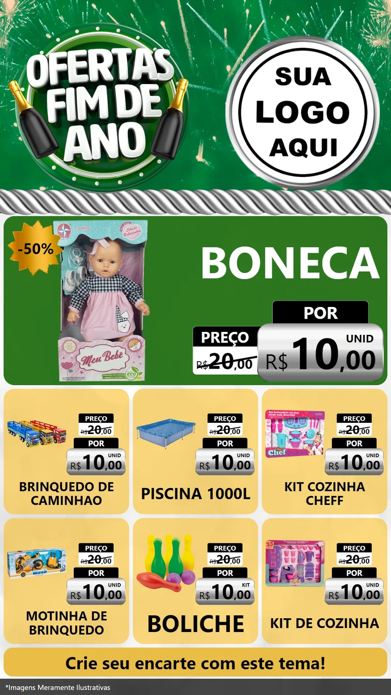 Modelo de Rede Social para Stories com o tema Ofertas Fim de Ano para Brinquedos