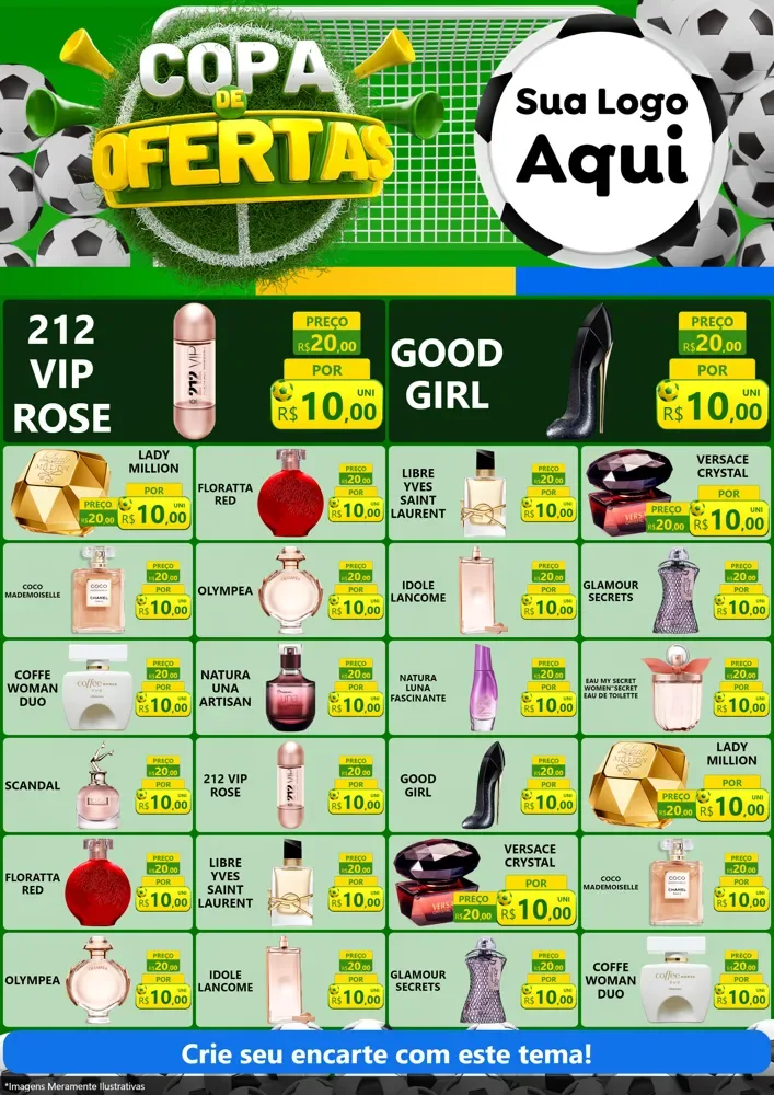 Modelo de Encarte para Encarte A4 Vertical com o tema Copa De Ofertas para Perfumes