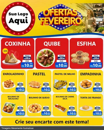Modelo de Rede Social para Feed Instagram com o tema Ofertas de Fevereiro para Salgadaria