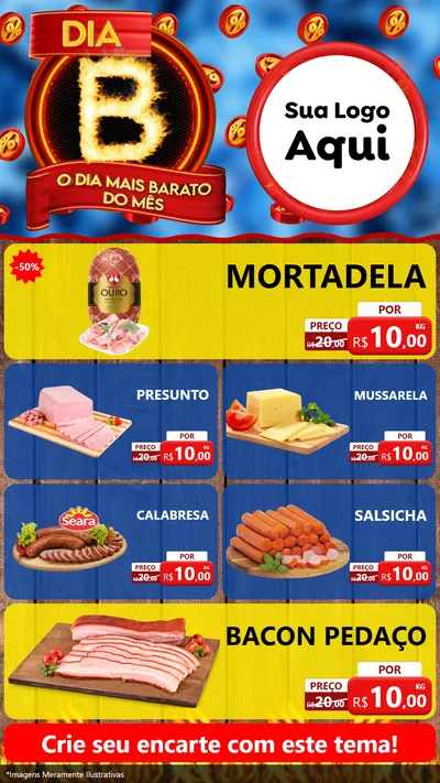 Modelo de TV para TV Vertical com o tema Dia B - O Dia Mais Barato Do Mês para Frios e Laticínios