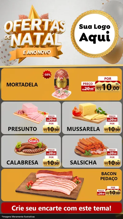 Modelo de TV para TV Vertical com o tema Ofertas De Natal E Ano Novo para Frios e Laticínios