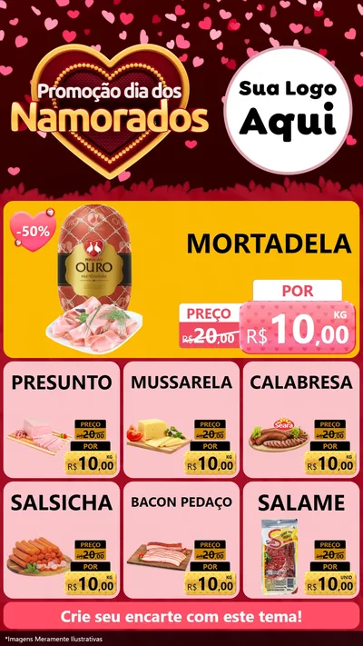 Modelo de Rede Social para Stories com o tema Promoção Dia Dos Namorados para Frios e Laticínios