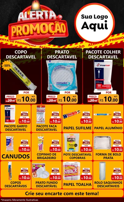 Modelo de Encarte para Encarte Grande com o tema Alerta de Promoção para Embalagens