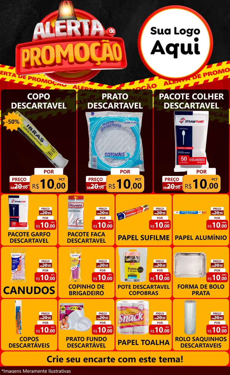 Modelo de Encarte para Encarte Grande com o tema Alerta de Promoção para Embalagens