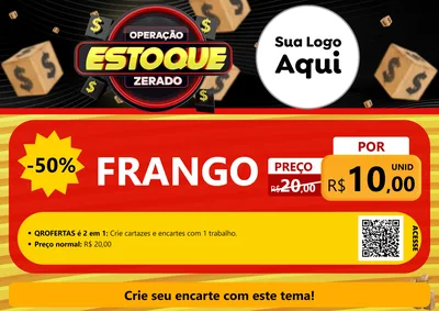 Modelo de Cartaz para Cartaz A4 Horizontal com o tema Operação Estoque Zerado para Assados