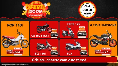 Modelo de TV para TV Horizontal com o tema Oferta do Dia - Só hoje, Aproveite! para Concessionaria de Motos