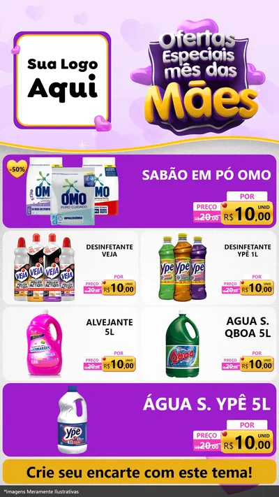 Modelo de TV para TV Vertical com o tema Ofertas Especiais - Mês das Mães para Produtos de Limpeza