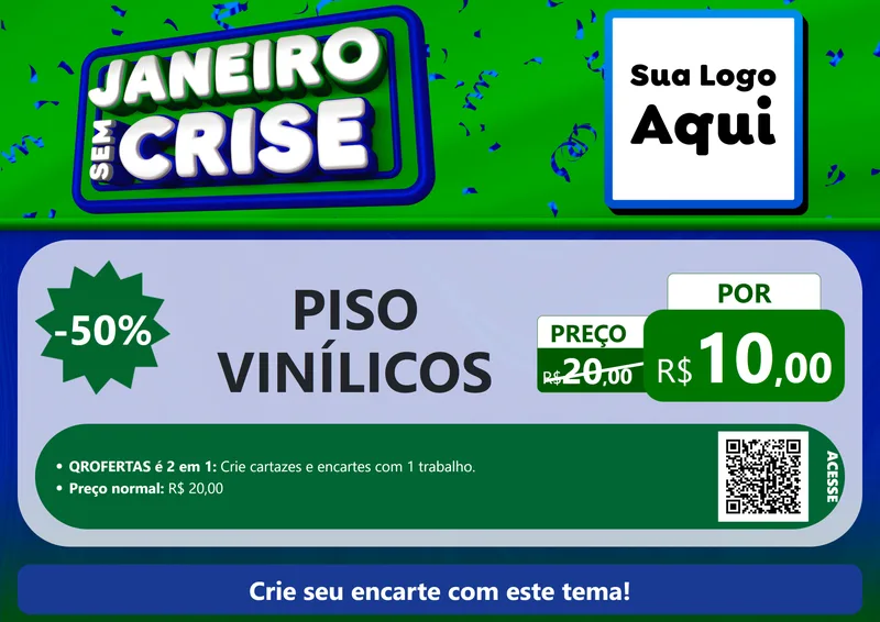 Modelo de Cartaz para Cartaz A4 Horizontal com o tema Janeiro Sem Crise para Material para Construção