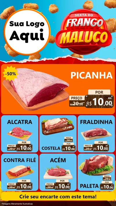Modelo de Rede Social para Stories com o tema Sexta do Frango Maluco para Açougue