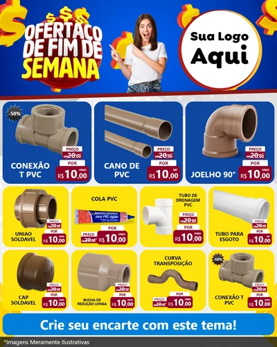 Modelo de Rede Social para Feed Instagram com o tema Ofertaço de Fim de Semana para Tubos e conexões
