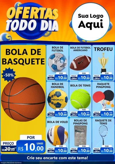 Modelo de Encarte para Encarte A4 Vertical com o tema Ofertas Todo Dia para Artigos Esportivos