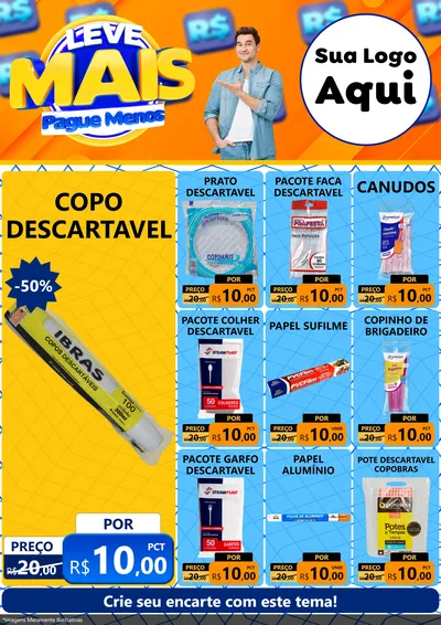 Modelo de Encarte para Encarte A4 Vertical com o tema Leve Mais, Pague Menos para Embalagens