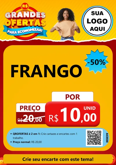 Modelo de Cartaz para Cartaz A4 Vertical com o tema Grandes Ofertas Para Economizar! para Assados