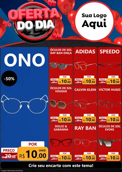Modelo de Encarte para Encarte A4 Vertical com o tema Oferta do Dia para Óticas