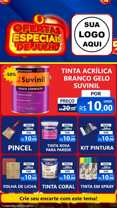 Modelo de Rede Social para Stories com o tema Ofertas Especiais de Julho para Tintas e Ferramentas