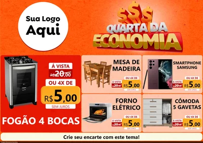 Modelo de Encarte para Encarte A4 Horizontal com o tema Quarta da Economia para Móveis e Eletro