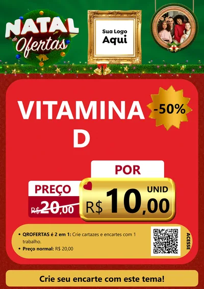 Modelo de Cartaz para Cartaz A4 Vertical com o tema Natal de Ofertas para Farmácia
