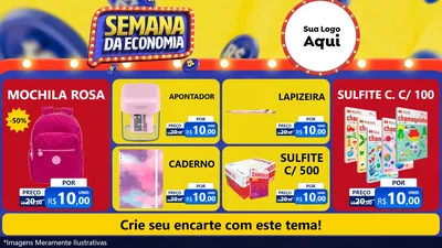 Modelo de TV para TV Horizontal com o tema Semana da Economia para Papelaria