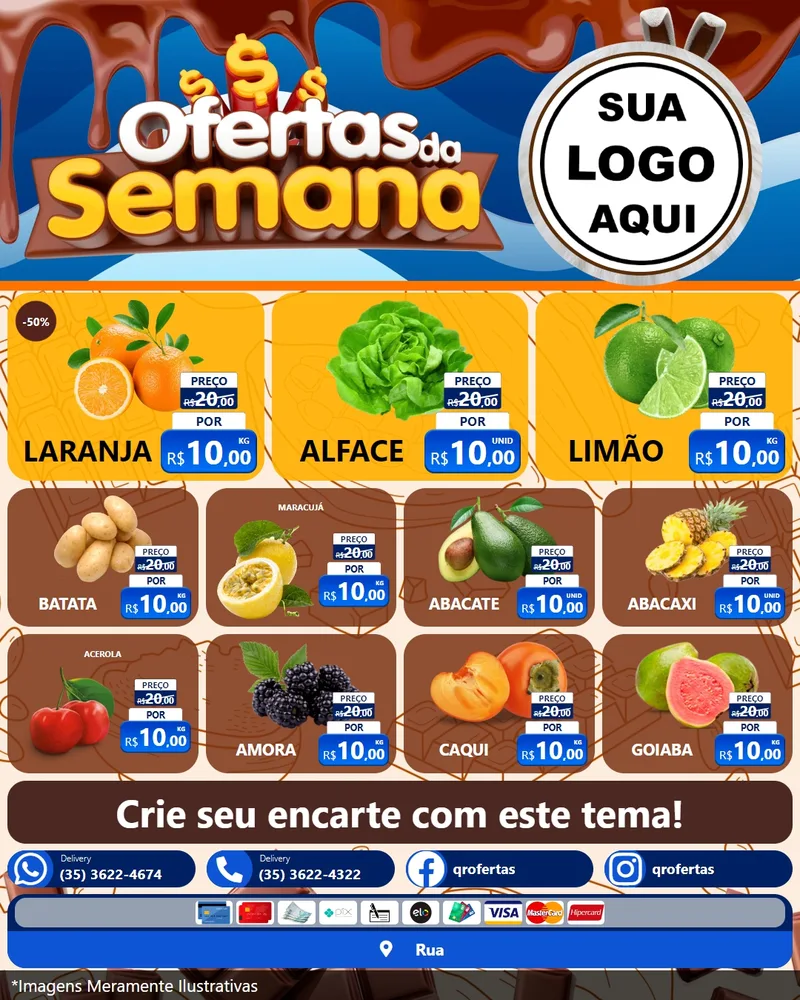 Modelo de Rede Social para Feed Instagram com o tema Ofertas da Semana - Páscoa para Hortifrúti