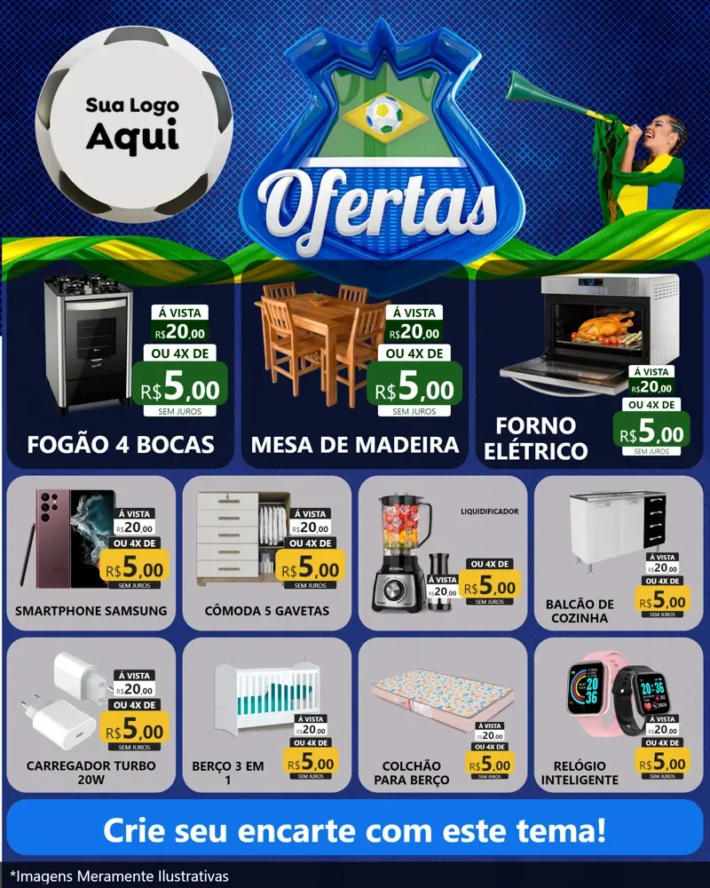Modelo de Rede Social para Feed Instagram com o tema Ofertas (Futebol) para Móveis e Eletro