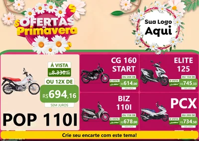 Modelo de Encarte para Encarte A4 Horizontal com o tema Ofertas de Primavera para Concessionaria de Motos