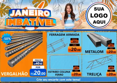 Modelo de Encarte para Encarte A4 Horizontal com o tema Janeiro Imbatível para Ferragens
