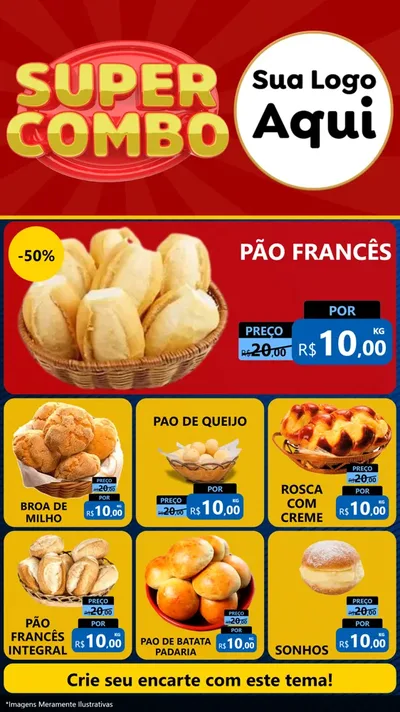 Modelo de Rede Social para Stories com o tema Super Combo para Padaria