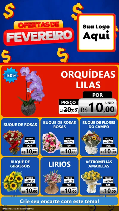 Modelo de Rede Social para Stories com o tema Ofertas de Fevereiro para Floricultura e jardim