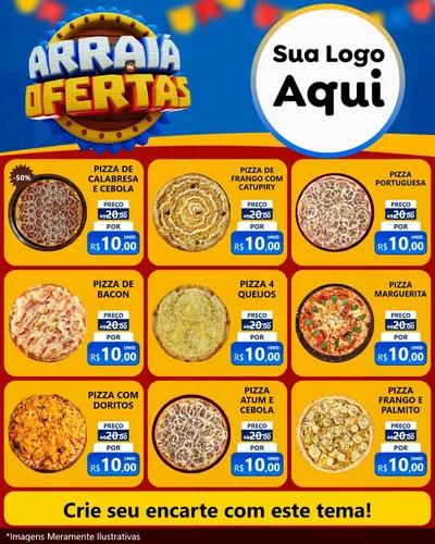 Modelo de Rede Social para Feed Instagram com o tema Arraiá de Ofertas - Junina para Pizzaria