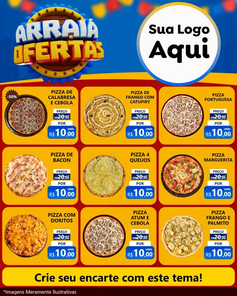 Modelo de Rede Social para Feed Instagram com o tema Arraiá de Ofertas - Junina para Pizzaria