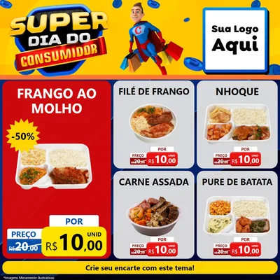 Modelo de Rede Social para Feed Facebook com o tema Super Dia do Consumidor para Restaurante