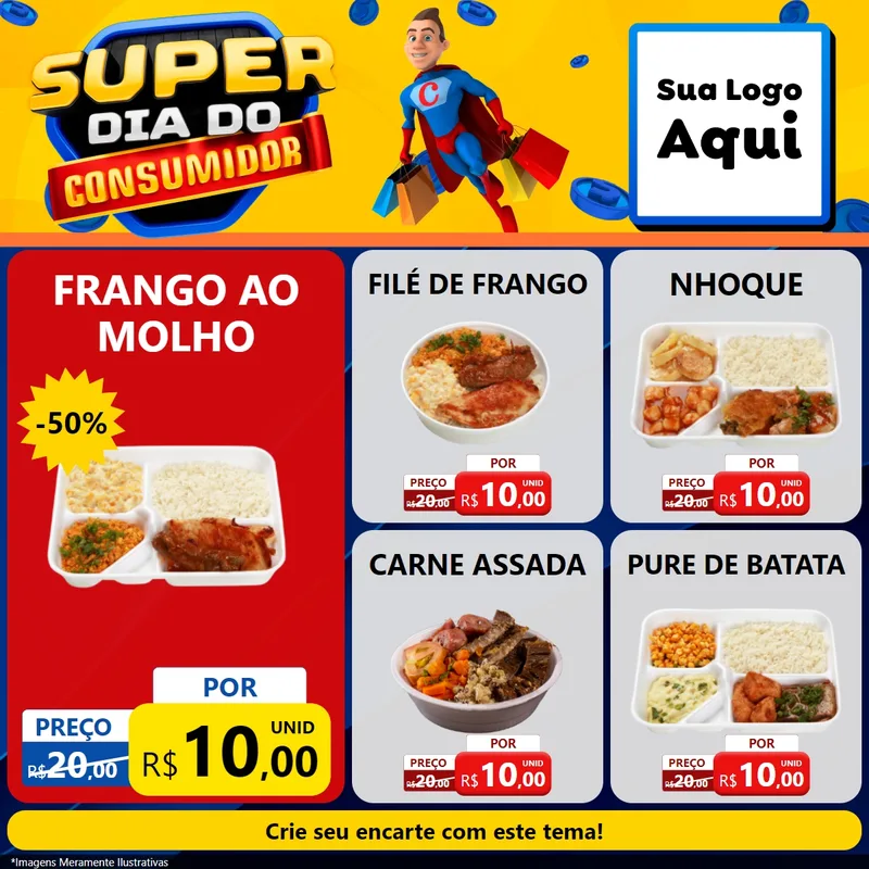 Modelo de Rede Social para Feed Facebook com o tema Super Dia do Consumidor para Restaurante