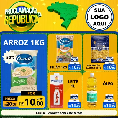 Modelo de Rede Social para Feed Facebook com o tema Proclamação da República para Supermercado