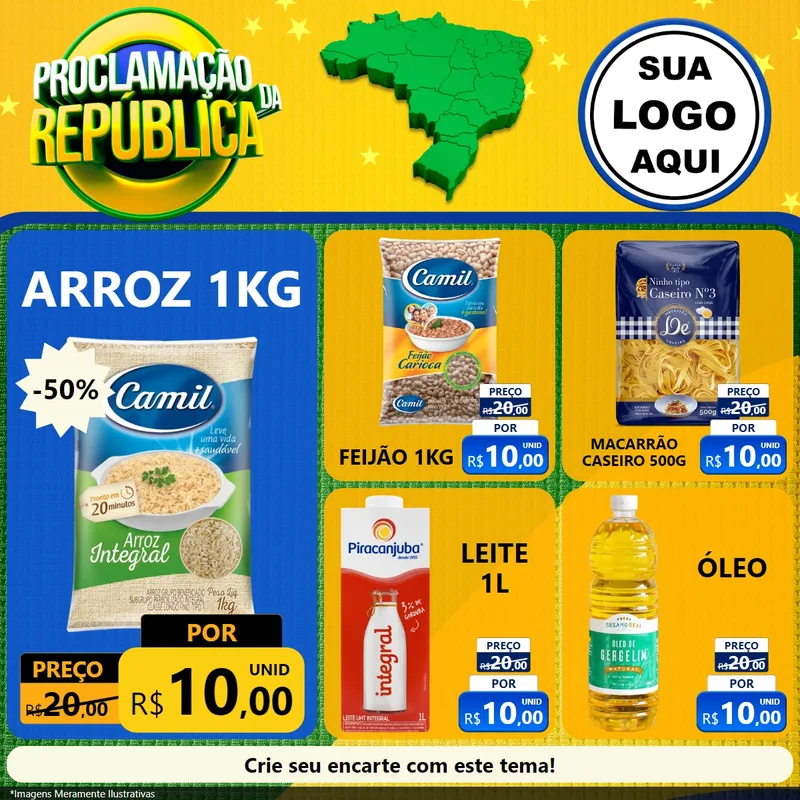 Modelo de Rede Social para Feed Facebook com o tema Proclamação da República para Supermercado