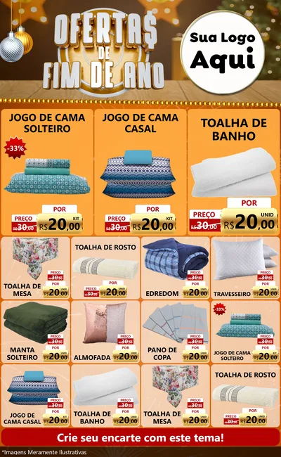 Modelo de Encarte para Encarte Grande com o tema Ofertas de Fim de Ano para Cama, Mesa e Banho