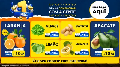 Modelo de TV para TV Horizontal com o tema Um Mês de Aniversário para Hortifrúti