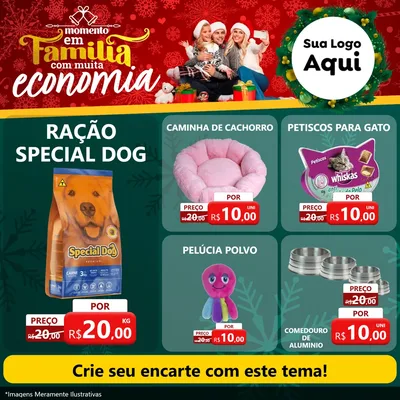 Modelo de Rede Social para Feed Facebook com o tema Momento em Família (Natal) para Pet Shop
