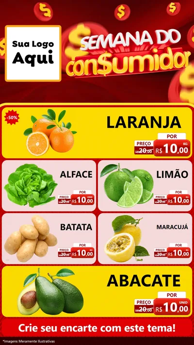Modelo de TV para TV Vertical com o tema Semana do Consumidor para Hortifrúti