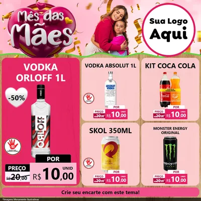 Modelo de Rede Social para Feed Facebook com o tema Mês das Mães para Distribuidora de bebidas